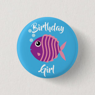 Bóton Redondo 2.54cm Aquário de Aniversário do Fish Sea Kid