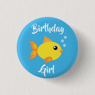 Bóton Redondo 2.54cm Aquário de Aniversário do Fish Sea Kid