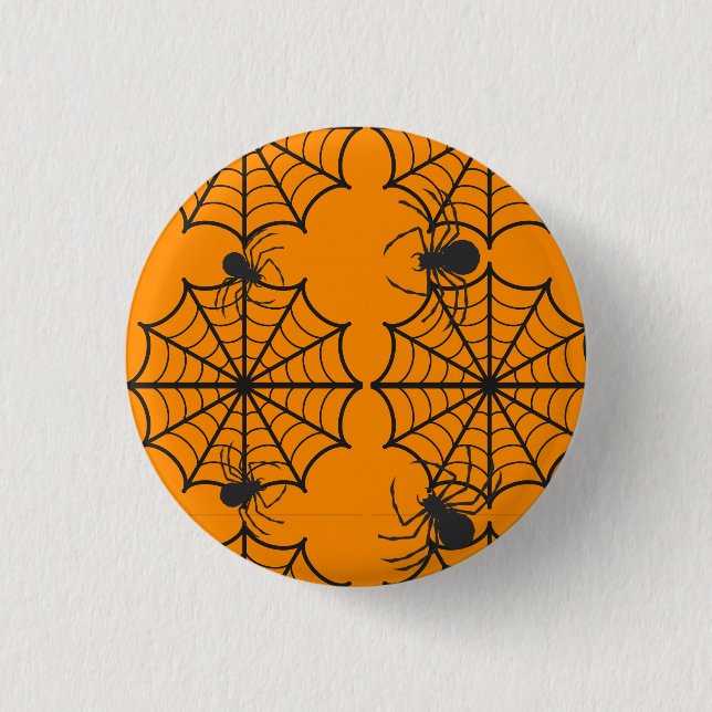 Bóton Redondo 2.54cm Aranha Assustadora Teia de Halloween (Frente)