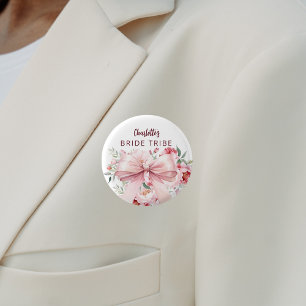 Bóton Redondo 2.54cm Arco de flores cor-de-rosa florescem BriDE Tribe