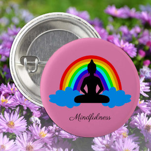 Bóton Redondo 2.54cm Arco-Íris Buda e Ioga Ioga/meditação