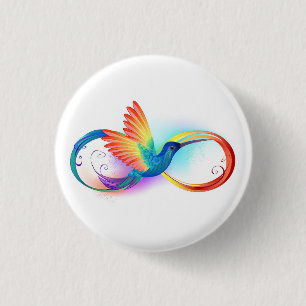 Bóton Redondo 2.54cm Arco-íris Hummingbird com símbolo Infinito