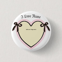 Bóton Redondo 2.54cm Arcos Dingus e Bag de Tote Personalizada do Coraçã