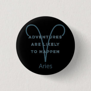 Bóton Redondo 2.54cm Aries Zodiac Sinal de Cotação Diária em Texto Azul