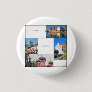 Bóton Redondo 2.54cm Arquitetura do Castelo de Mir na Bielorrússia Botã