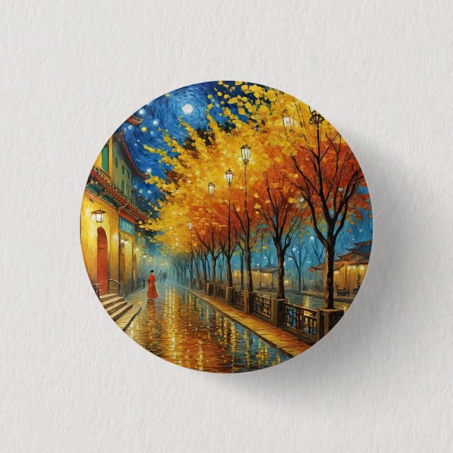 Bóton Redondo 2.54cm Art ・ Van Gogh ・ Beleza Eetérea (Frente)