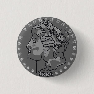 Bóton Redondo 2.54cm Arte da rainha do dólar Morgan
