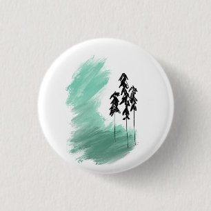 Bóton Redondo 2.54cm arte de árvore verde escandinava simples menta mod