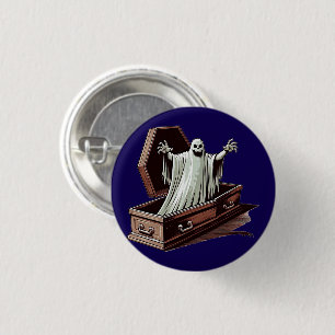 Bóton Redondo 2.54cm arte de fantasma de halloween saindo do caixão