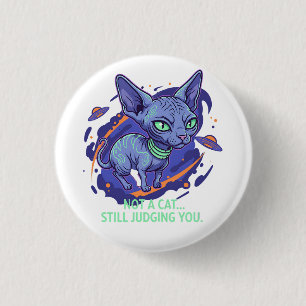 Bóton Redondo 2.54cm Arte de Humor de Gato Sphynx Alien