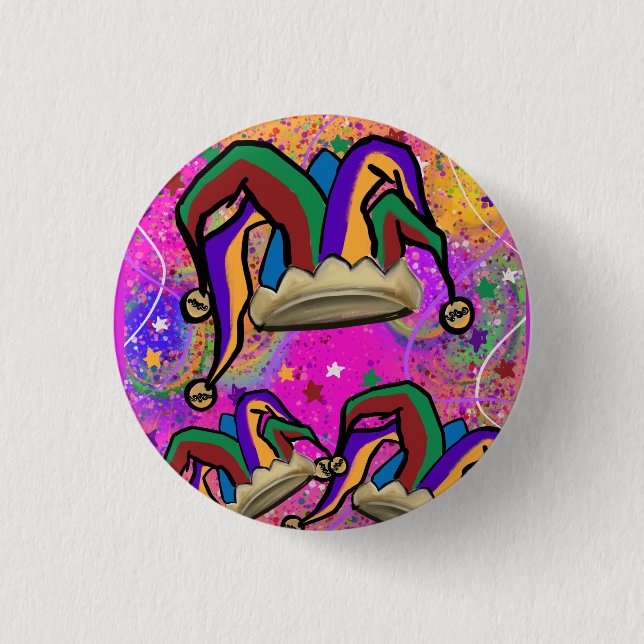 BÓTON REDONDO 2.54CM ARTE DE MARDI GRAS (Frente)