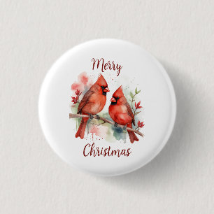 Bóton Redondo 2.54cm Arte de Natal de Cardinals Vermelhos de Natal