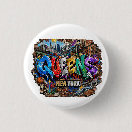 Bóton Redondo 2.54cm Arte de Parede com Grafite de Queens Nova York