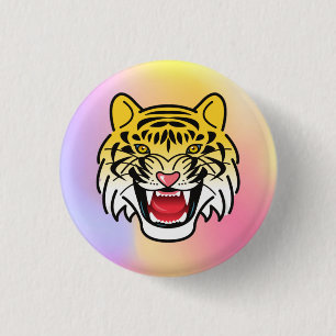 Bóton Redondo 2.54cm Arte de Rosto de Tigre Sorridente-21876