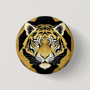 Bóton Redondo 2.54cm Arte do Tigre Ornamental Dourado
