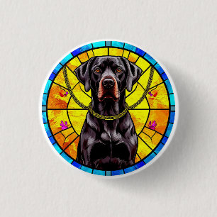 Bóton Redondo 2.54cm Arte em Vidro Pintado com Cachorro Preto