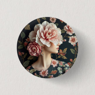Bóton Redondo 2.54cm Arte feminina Floral - Vida viva no florescimento