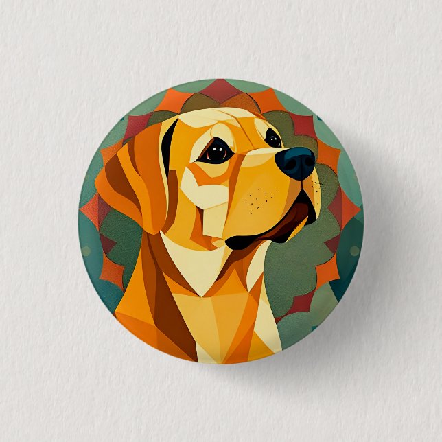 Bóton Redondo 2.54cm Arte Geométrica de Cachorro Retriever Labrador Ama (Frente)