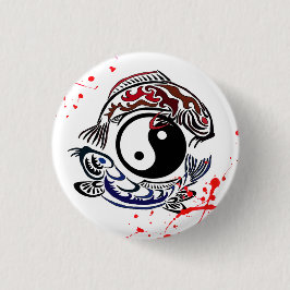 Bóton Redondo 2.54cm Arte Legal de tatuagem Yin Yang Koi Fishes