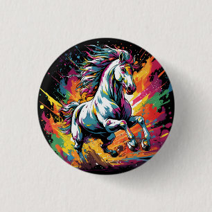 Bóton Redondo 2.54cm Arte Pop Groovy Vintage de Cavalo de Corrida