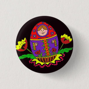 Bóton Redondo 2.54cm Arte popular do ucraniano de Matryoshka Pysanka