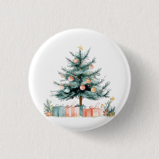 Bóton Redondo 2.54cm árvore de Natal  (Frente)