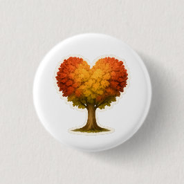 Bóton Redondo 2.54cm Árvore de outono em forma de coração