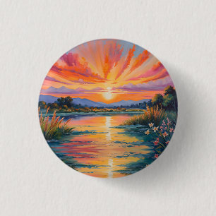 Bóton Redondo 2.54cm Assobe-sol na aquarela do lago