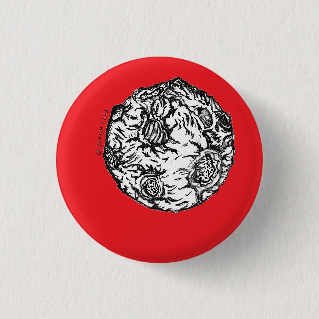 Bóton Redondo 2.54cm Asteroide em fundo vermelho (Frente)