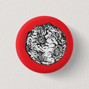 Bóton Redondo 2.54cm Asteroide em fundo vermelho