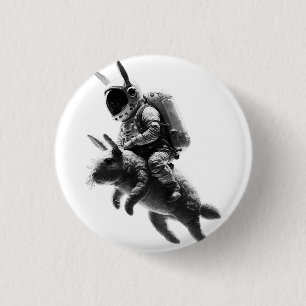 Bóton Redondo 2.54cm Astronauta coelho cavalgando um coelho no espaço