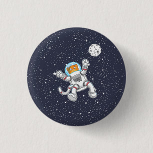 Bóton Redondo 2.54cm Astronauta De Gato Em Astronomia Espacial Engraça