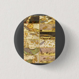 Bóton Redondo 2.54cm Astronomia Vintage, Constelações Estrelas Antigas