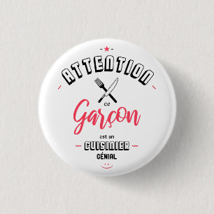Bóton Redondo 2.54cm Atenção garçon est un cuisinier génial