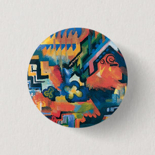 Bóton Redondo 2.54cm Auguste Macke - Homage To Bach Abstrato Modern Art