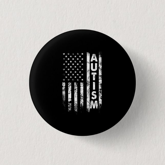 Bóton Redondo 2.54cm Autism T-Shirt American Flag Grunge Shirt USA (Frente)