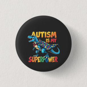 Bóton Redondo 2.54cm Autismo É Meu Superpoder Dinossauro Autismo Consci