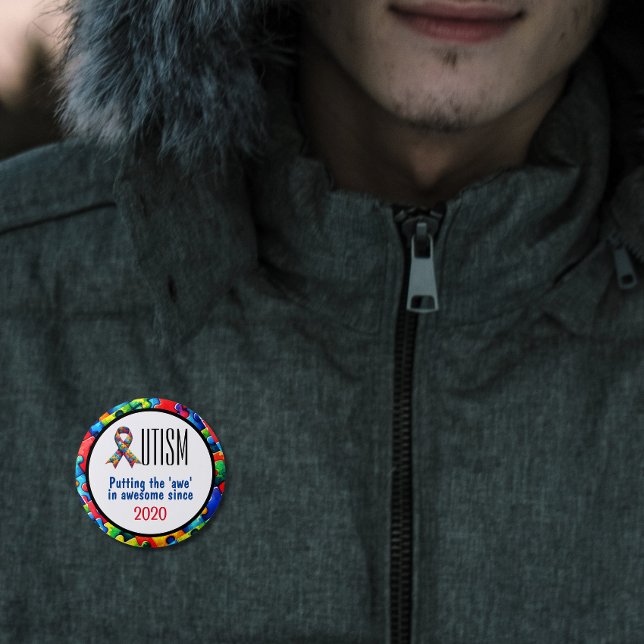 Bóton Redondo 2.54cm Autismo Sensibilização Engraçado (Criador carregado)