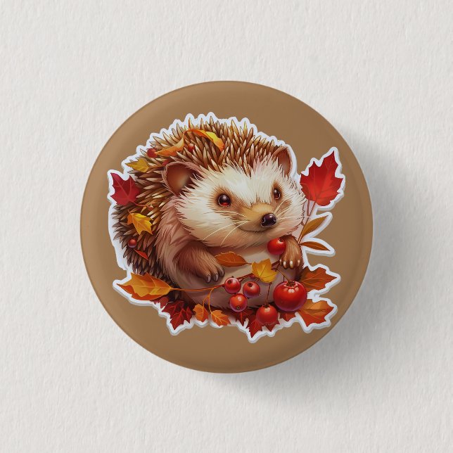 Bóton Redondo 2.54cm Autumn Hedgehog Adventure (Frente)