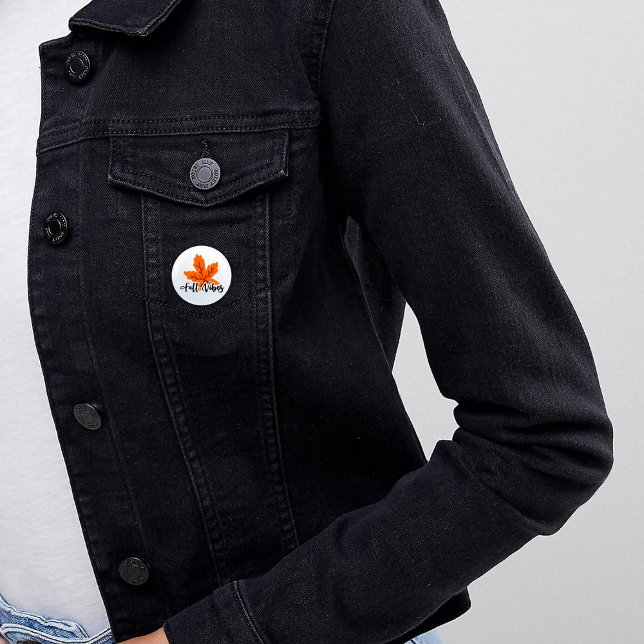 Bóton Redondo 2.54cm Autumn Impressão "Fall Vibes" E Folha De Mapeament (Criador carregado)