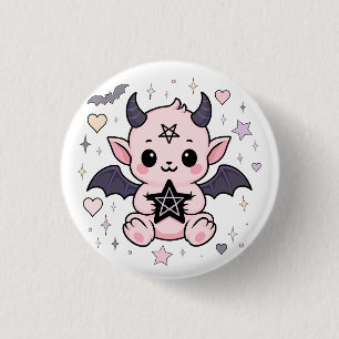 Bóton Redondo 2.54cm Baby Devil - Demônio Gótico Kawaii Pastel