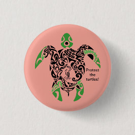 Bóton Redondo 2.54cm Badge Protect the turtles! Cagou Style