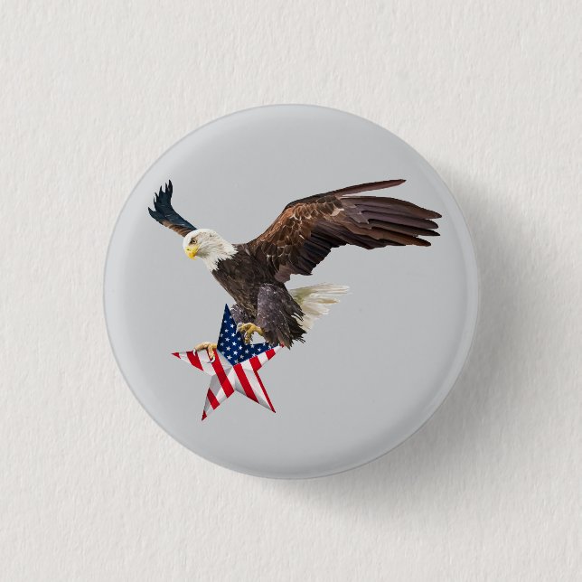 Bóton Redondo 2.54cm Bald eagle US flag (Frente)