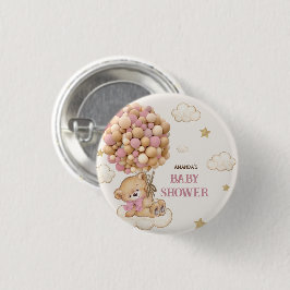 Bóton Redondo 2.54cm Balões de urso de pelúcia bege rosa