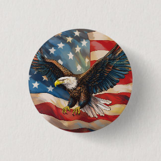 Bóton Redondo 2.54cm Bandeira Americana com Águia Careca
