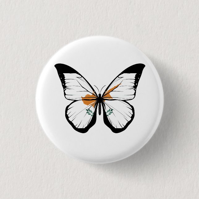 Bóton Redondo 2.54cm Bandeira Borboleta de Chipre (Frente)
