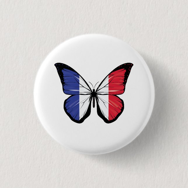 Bóton Redondo 2.54cm Bandeira Borboleta França (Frente)