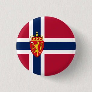 Bóton Redondo 2.54cm Bandeira/Casaco de armas da Noruega