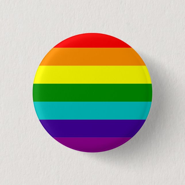 Bóton Redondo 2.54cm Bandeira clássica do orgulho (com ciano) (Frente)