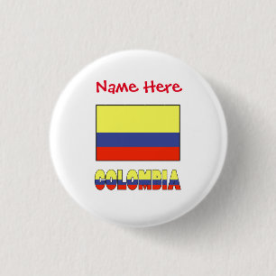 Bóton Redondo 2.54cm Bandeira Colombiana Colombiana Vermelha Personaliz
